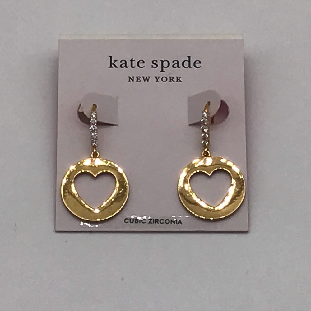 NEW Kate Spade Heart Gold Plated Drop Dangle Earrings WBRUH347   RETAIL $68